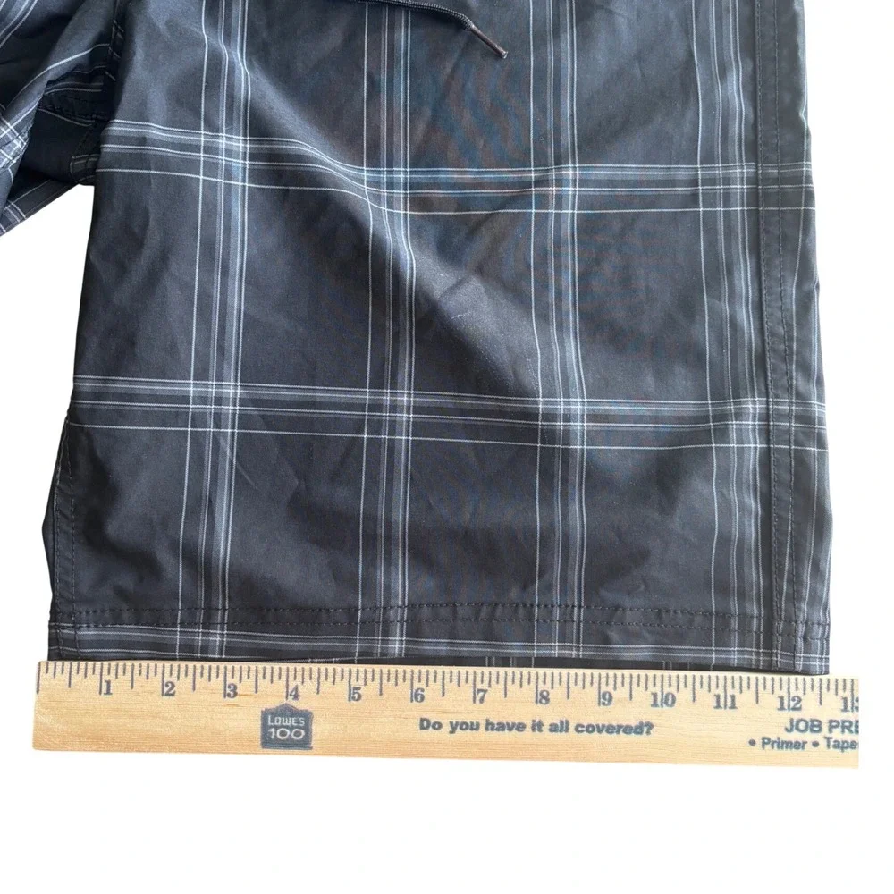 Mossimo Supply Co Mens Plaid Board Shorts Black White Swim Trunks Size 38